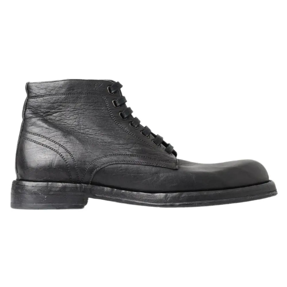 Dolce & Gabbana Schwarze Leder-Schnürstiefel - EU44/US11