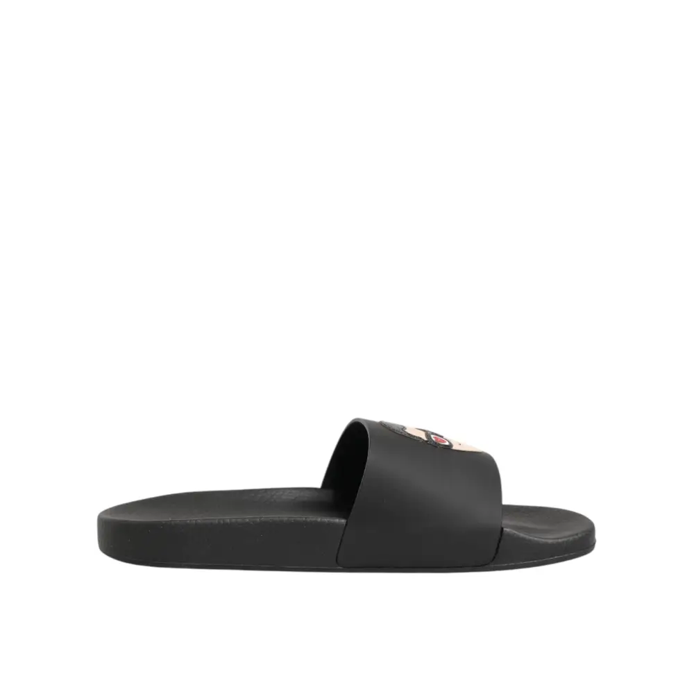 Dolce & Gabbana Schwarze Leder-Slides Sandalen Strandschuhe - EU41/US8