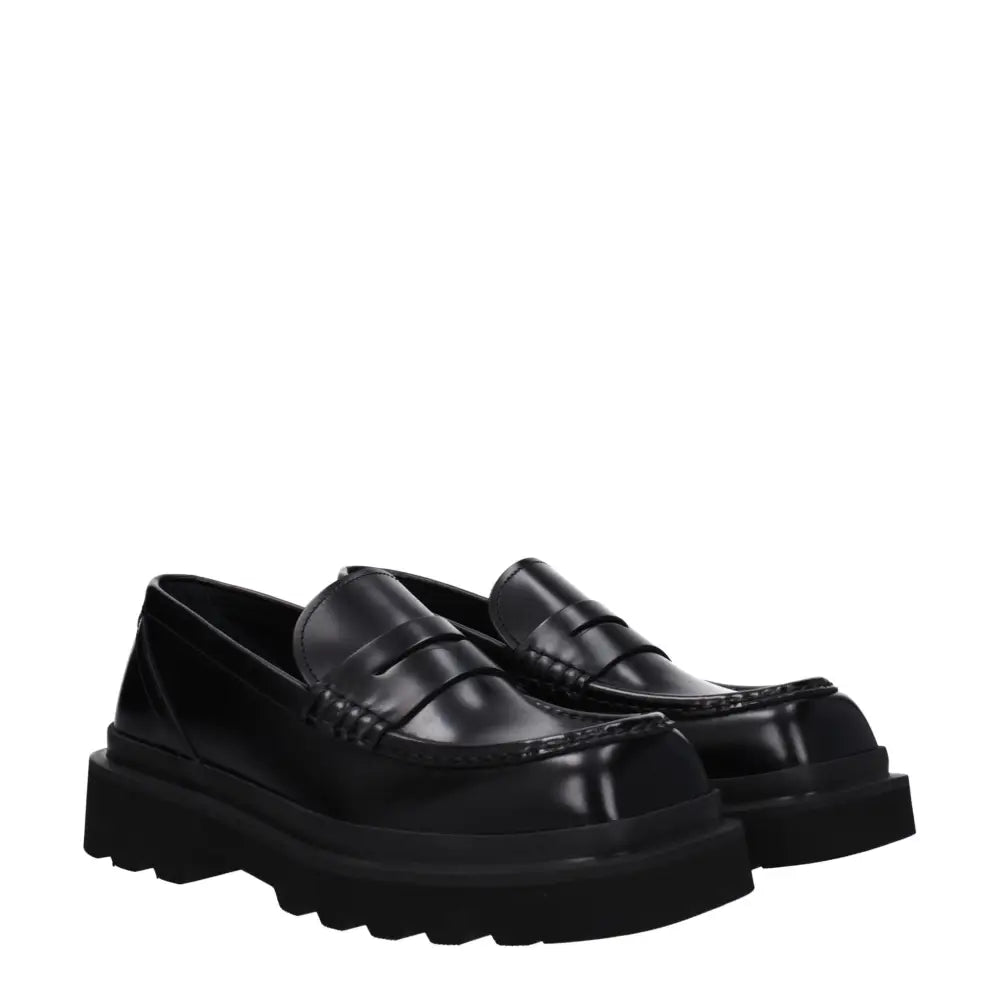 Dolce & Gabbana Schwarze Leder Slipper - EU39.5/US6.5