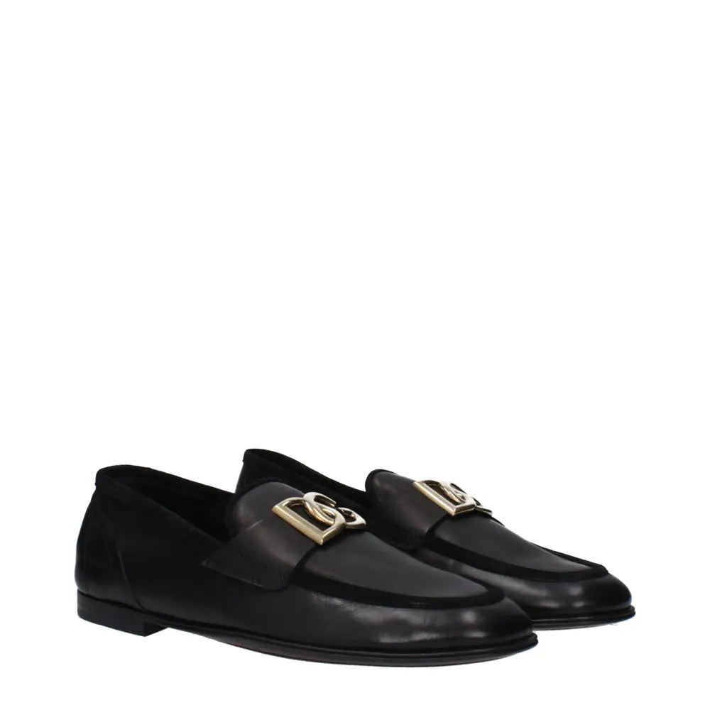 Dolce & Gabbana Schwarze Leder Slipper - EU40/US7