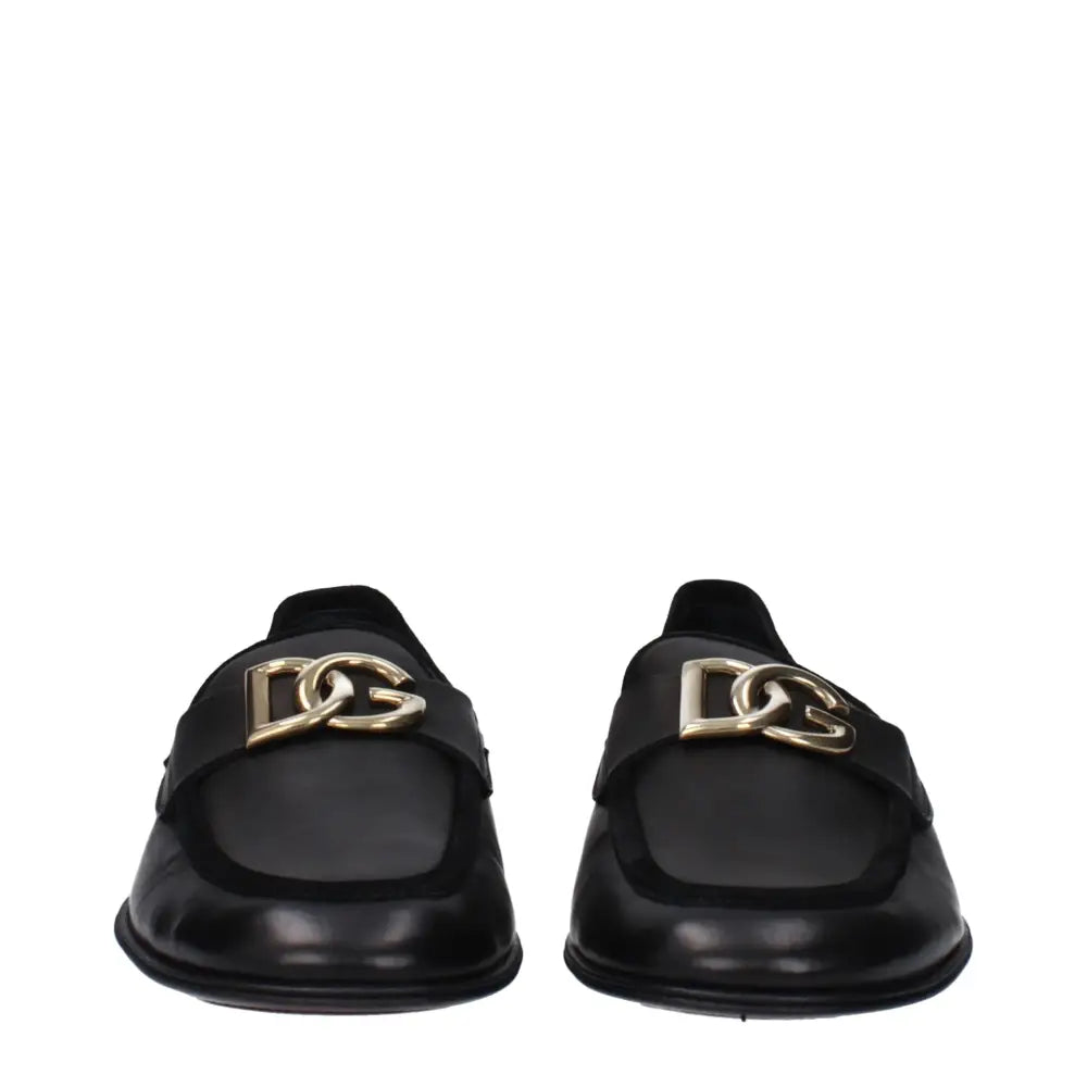 Dolce & Gabbana Schwarze Leder Slipper - EU40/US7