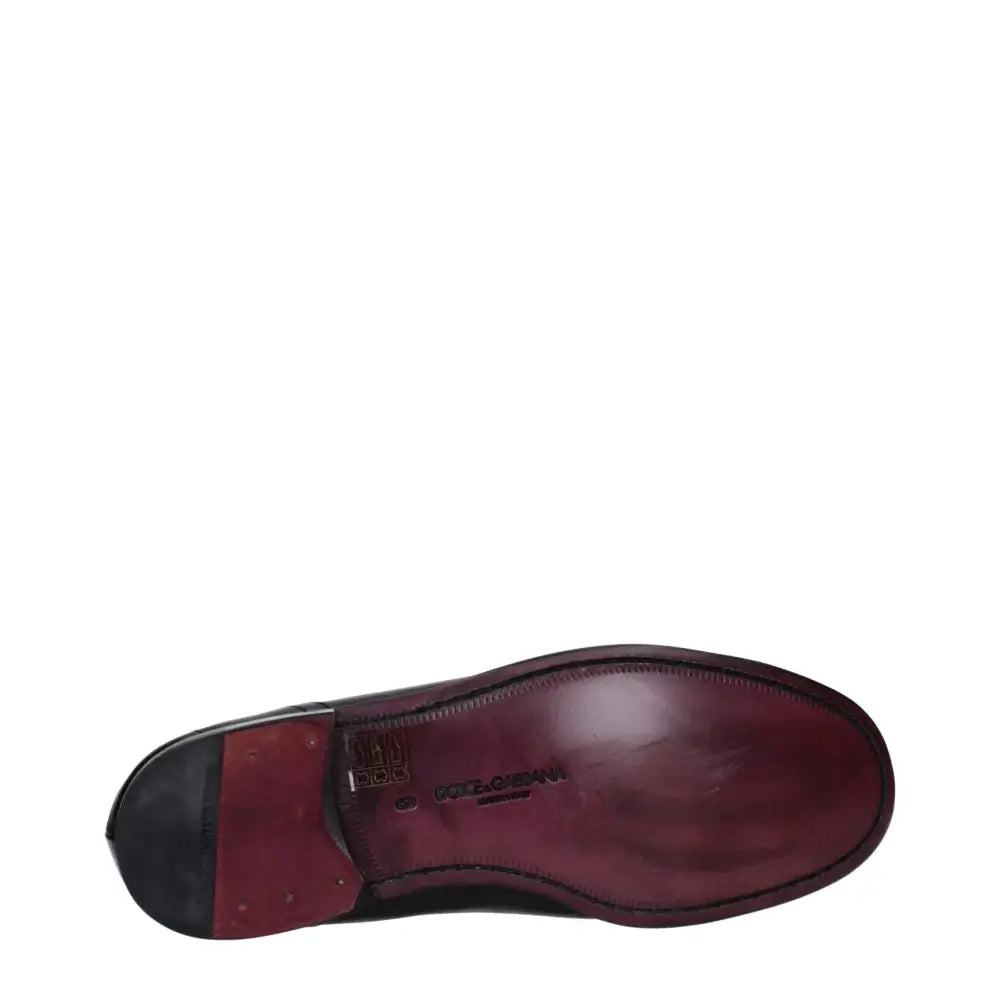 Dolce & Gabbana Schwarze Leder Slipper - EU40/US7