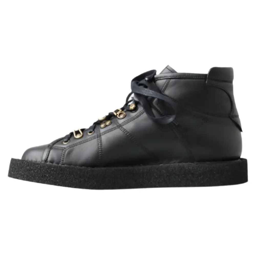 Dolce & Gabbana Schwarze Leder-Slipper mit Stretch-Stiefeln - EU40/US7