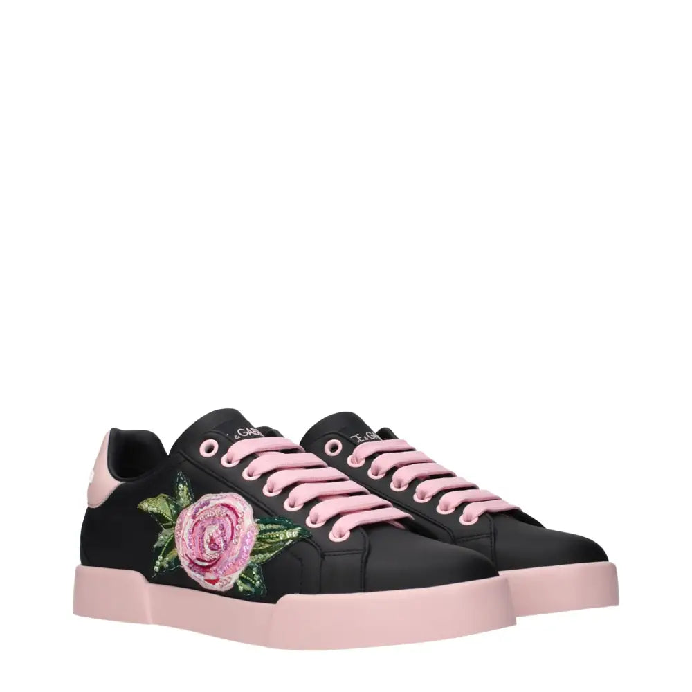 Dolce & Gabbana Schwarze Leder-Sneaker