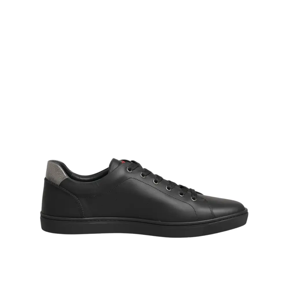 Dolce & Gabbana Schwarze Leder-Sneaker mit Herz-Verzierung