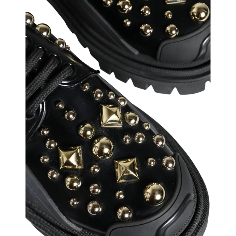 Dolce & Gabbana Schwarze Leder Trekking Derby verschönerte Schuhe - EU35.5/US5