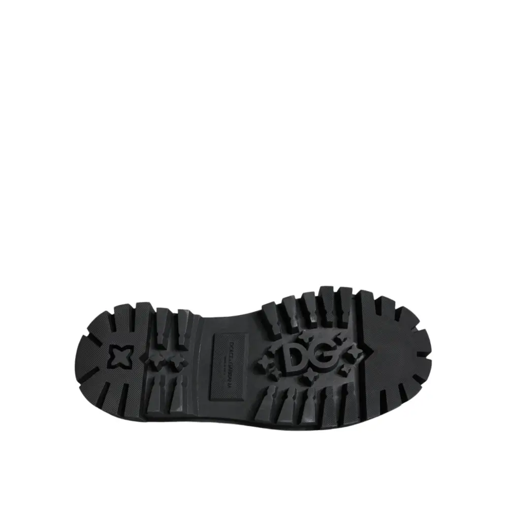 Dolce & Gabbana Schwarze Leder Trekking Derby verschönerte Schuhe - EU35.5/US5