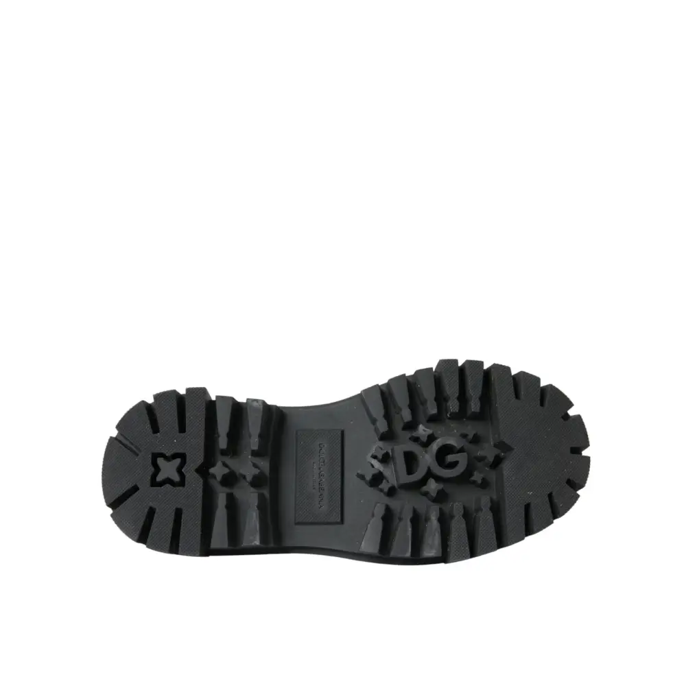 Dolce & Gabbana Schwarze Leder Trekking Derby verschönerte Schuhe - EU35.5/US5