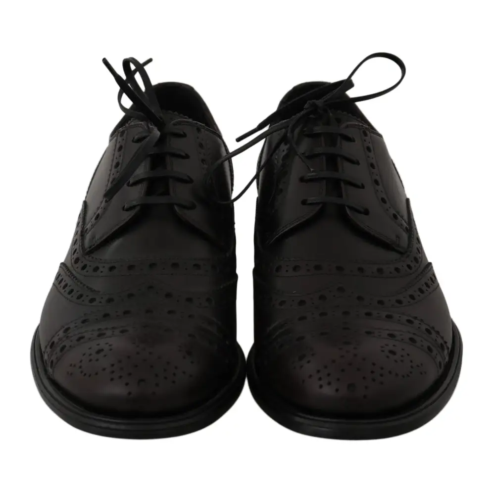 Dolce & Gabbana Schwarze Leder Wingtip Oxford Dress Schuhe - EU39/US6