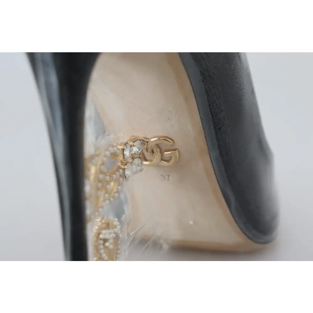 Dolce & Gabbana Schwarze Lederabsätze Pumps Kunststoffummantelte Schuhe - EU36/US5.5