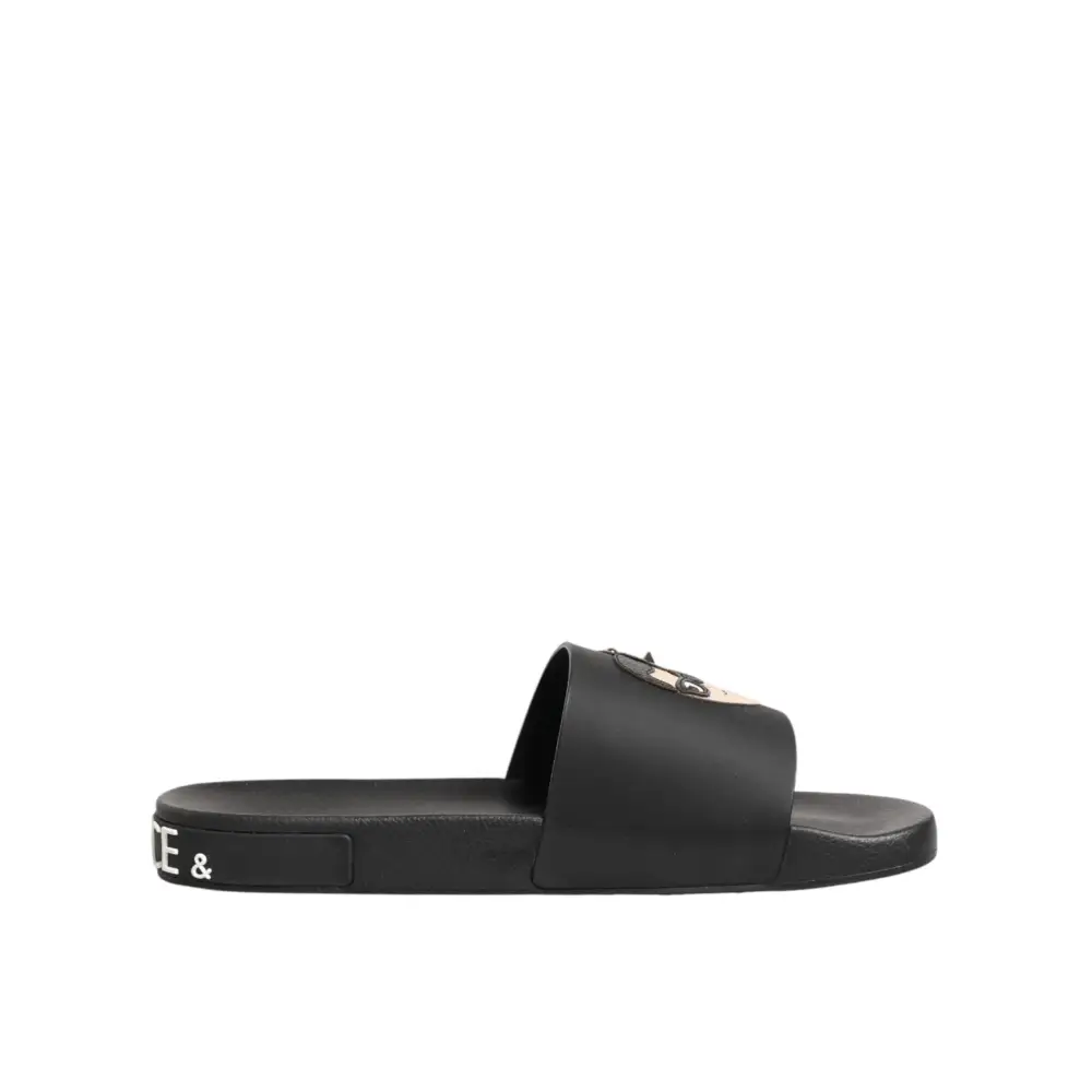 Dolce & Gabbana Schwarze Ledersandalen mit Logo - EU44/US11