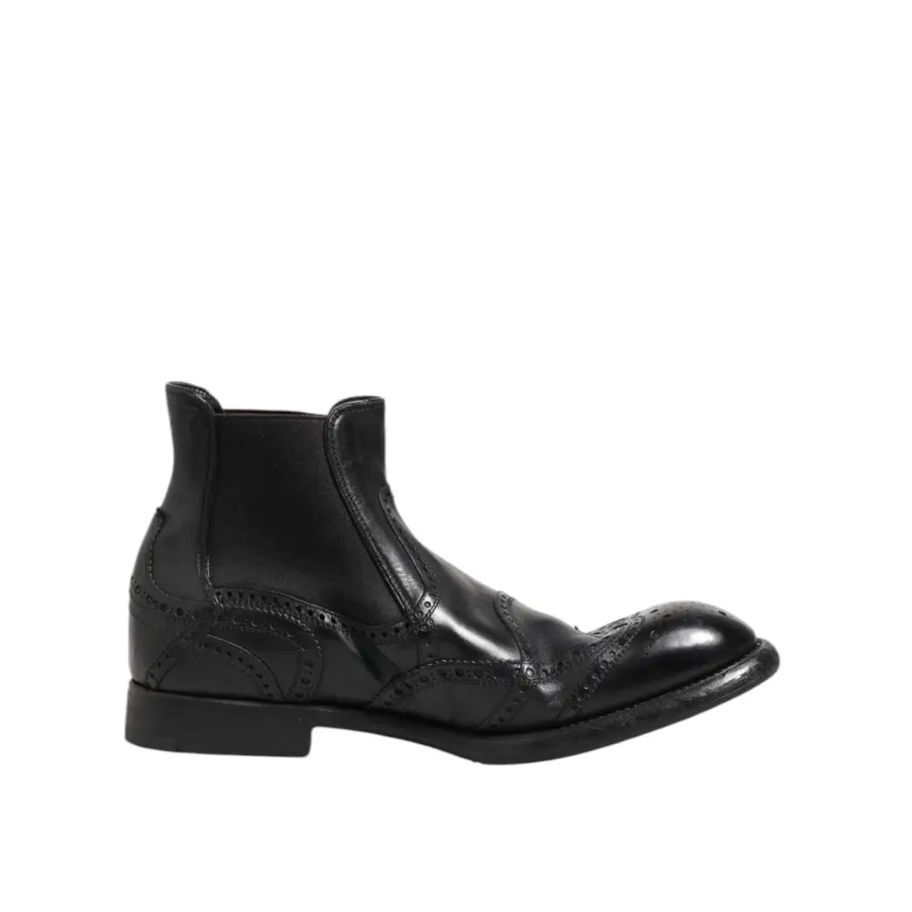 Dolce & Gabbana Schwarze Lederstiefeletten Slip On Schuhe - EU40/US7