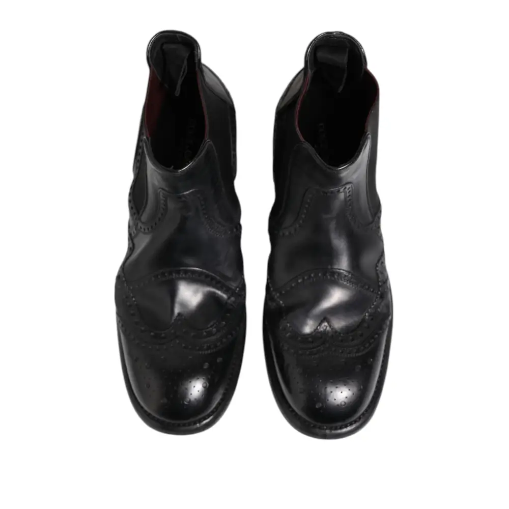 Dolce & Gabbana Schwarze Lederstiefeletten Slip On Schuhe - EU40/US7