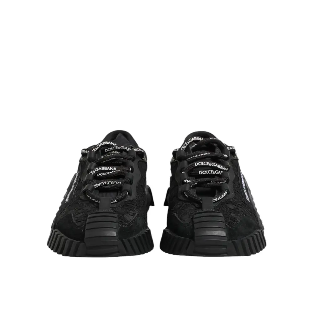 Dolce & Gabbana Schwarze Logo-Spitzen-Sneaker NS1 - EU36.5/US6