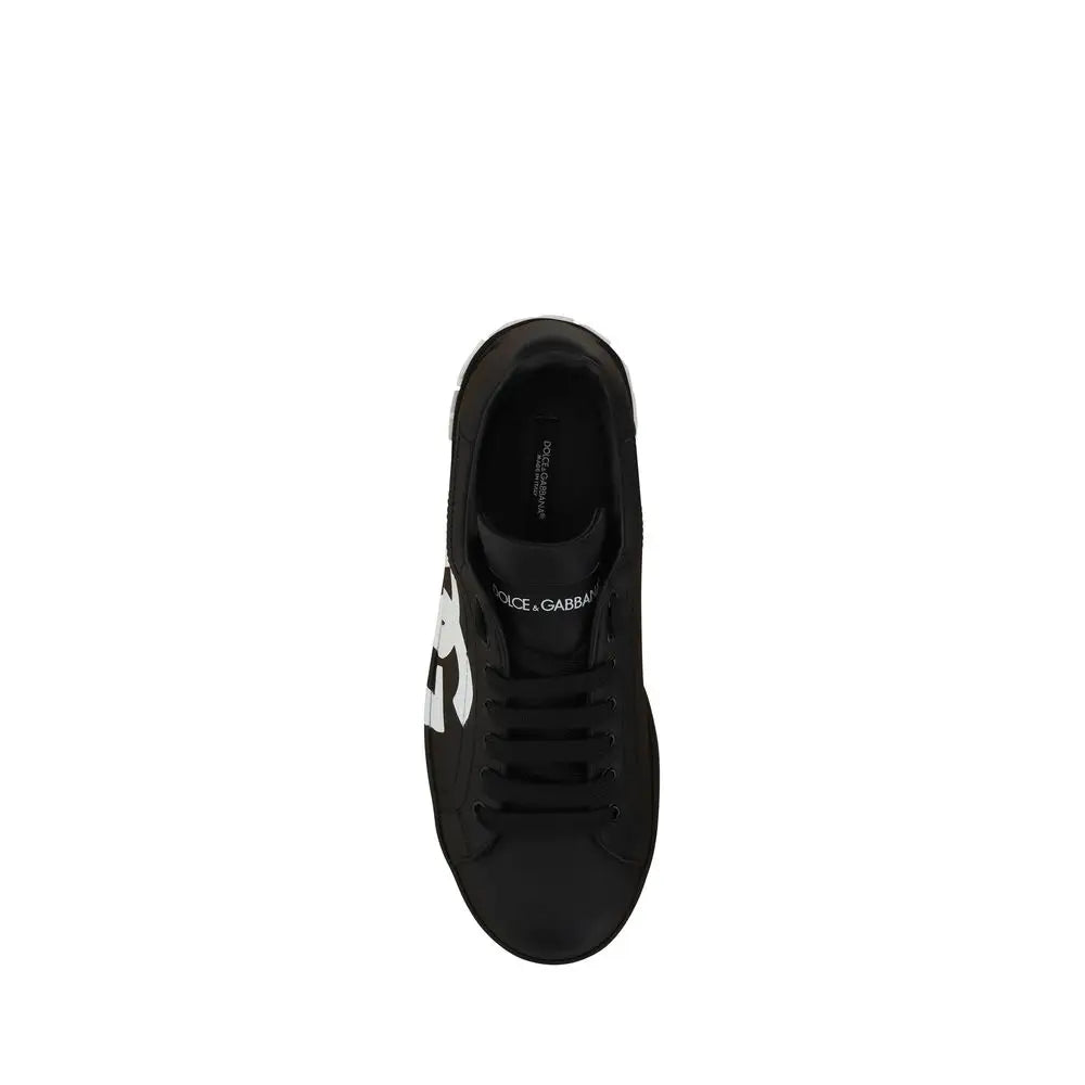 Dolce & Gabbana Schwarze Low-Top-Sneaker aus Kalbsleder Bos Taurus - EU40/US7