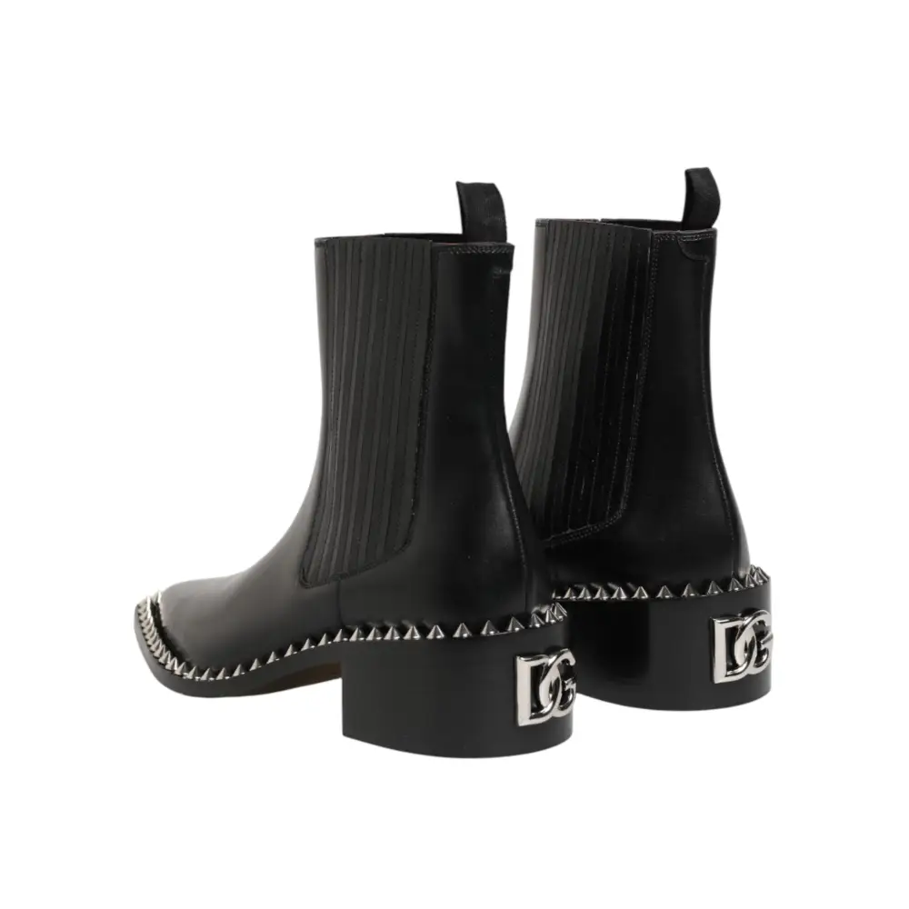 Dolce & Gabbana Schwarze mit Nieten besetzte Chelsea-Stiefeletten