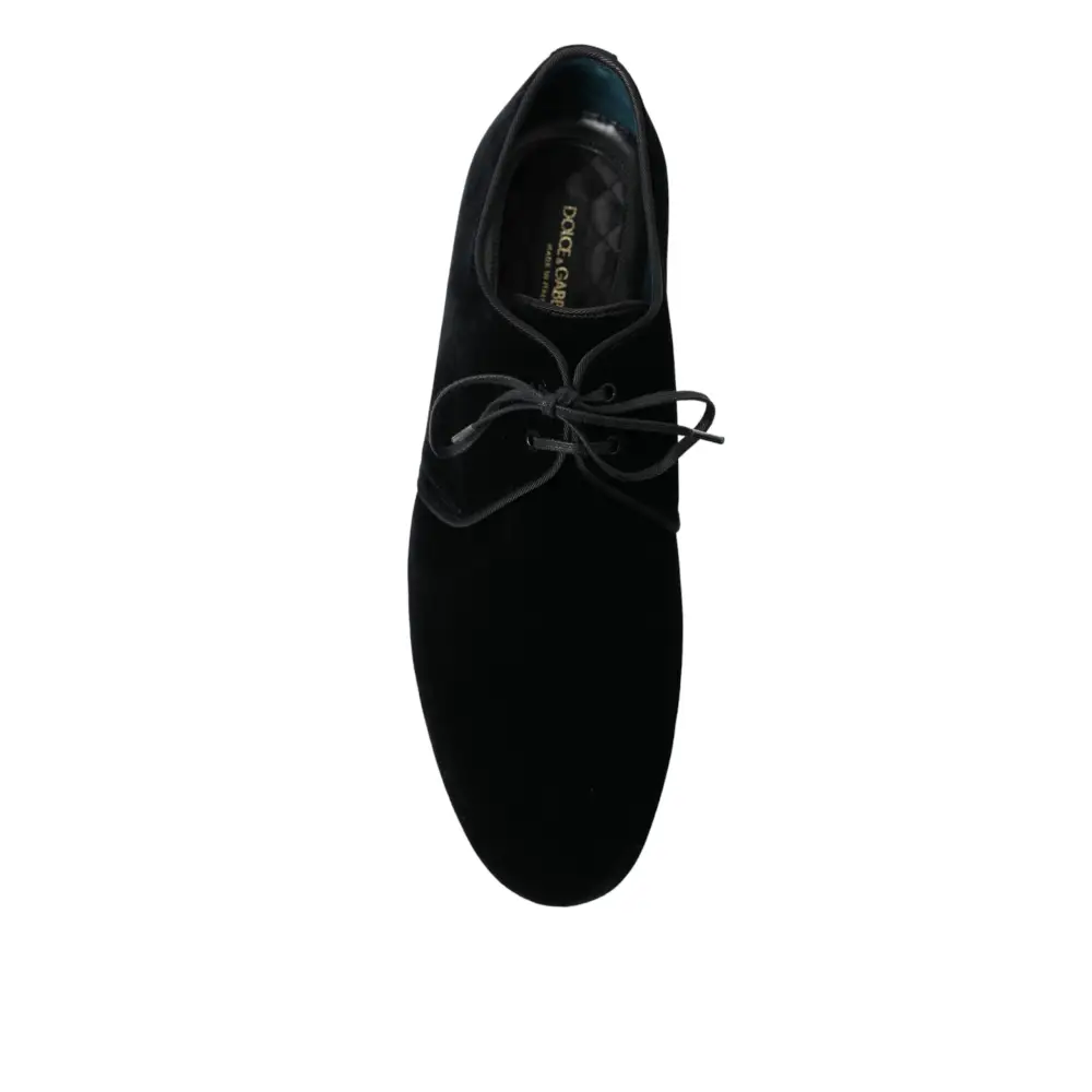 Dolce & Gabbana Schwarze Samtschnürer für formelle Derby-Schuhe - EU44/US11