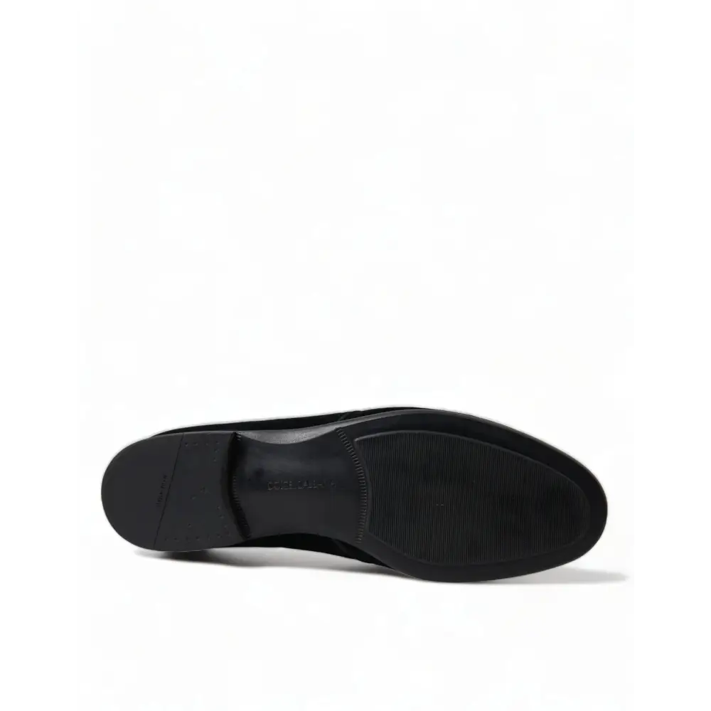 Dolce & Gabbana Schwarze Samtschnürer für formelle Derby-Schuhe - EU44/US11