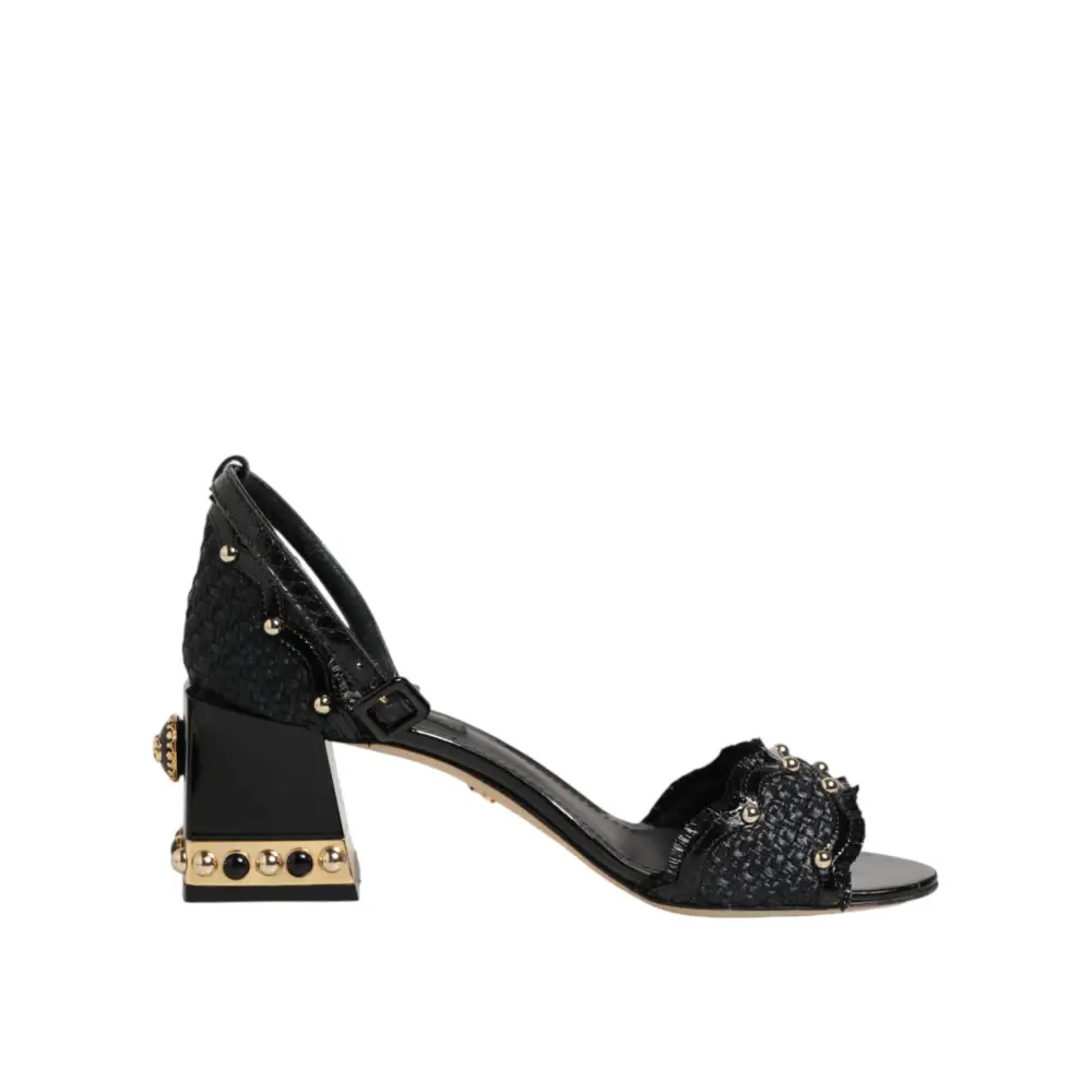 Dolce & Gabbana Schwarze Sandalen mit Nieten und Knöchelriemen - EU36/US5.5