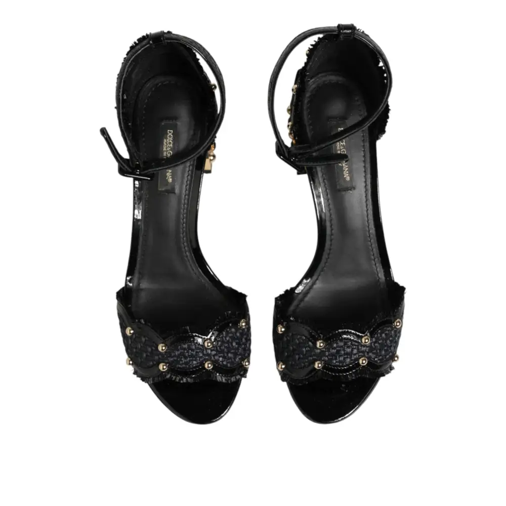 Dolce & Gabbana Schwarze Sandalen mit Nieten und Knöchelriemen - EU36/US5.5