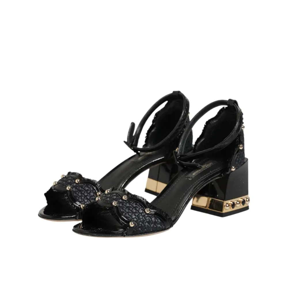 Dolce & Gabbana Schwarze Sandalen mit Nieten und Knöchelriemen - EU36/US5.5