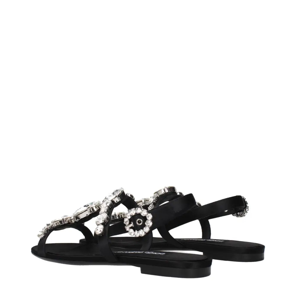 Dolce & Gabbana Schwarze Satin-Flachsandalen