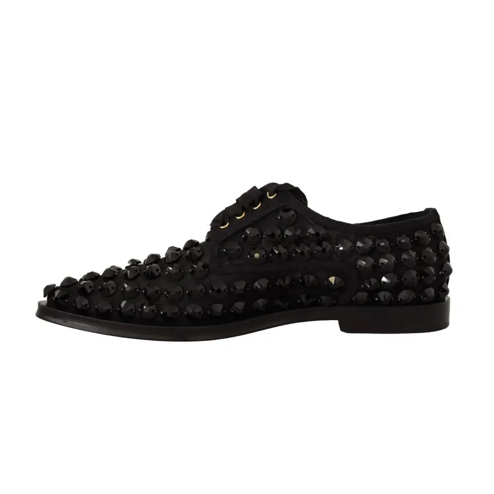 Dolce & Gabbana Schwarze Schnürschuhe mit Nieten Formal Flats Schuhe - EU39/US8.5