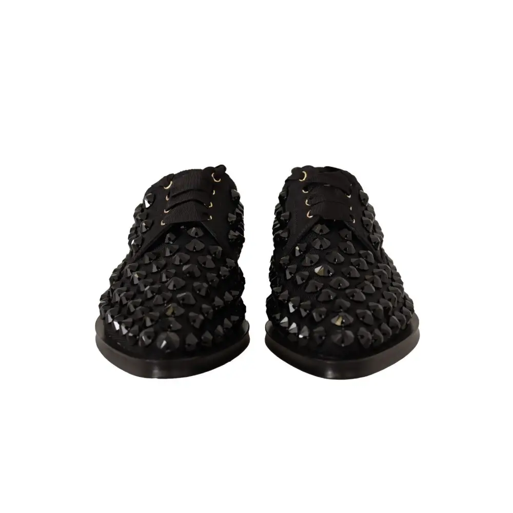 Dolce & Gabbana Schwarze Schnürschuhe mit Nieten Formal Flats Schuhe - EU39/US8.5