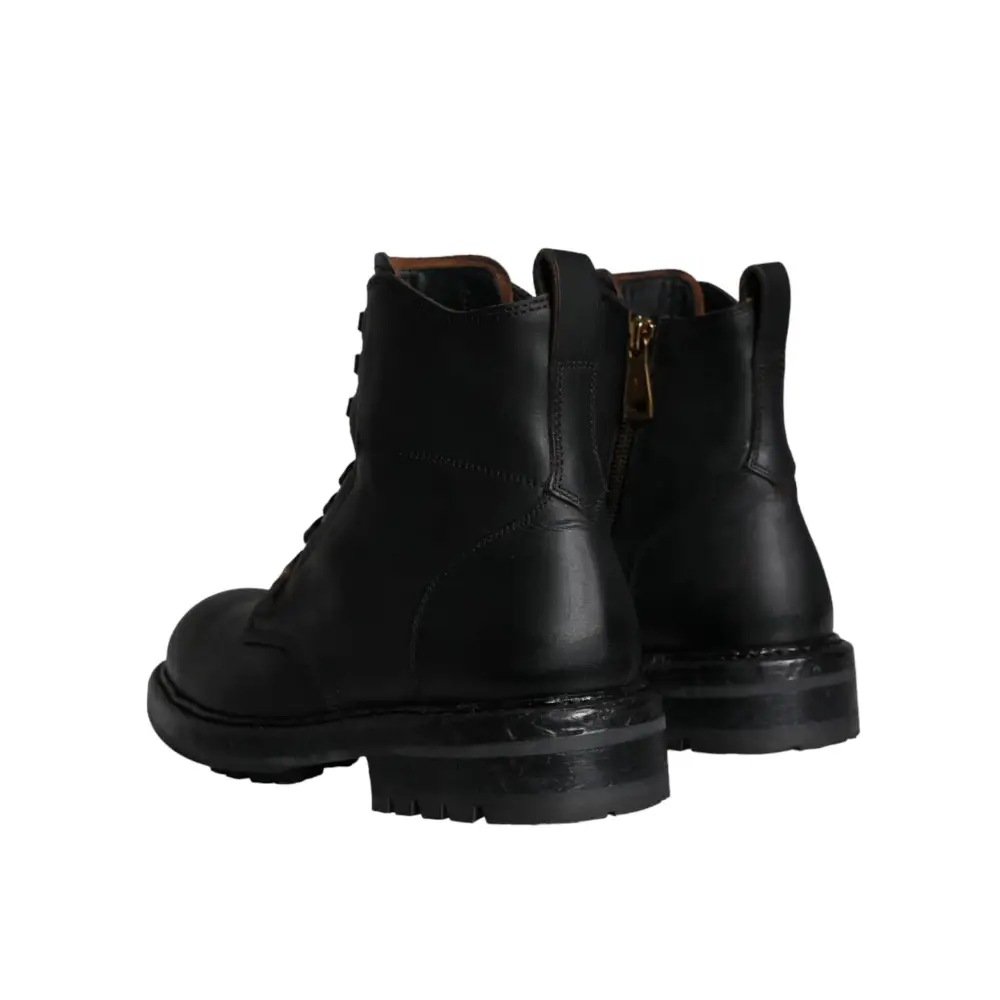 Dolce & Gabbana Schwarze Schnürstiefel Mid Calf Stiefel Männer Schuhe - EU40/US7