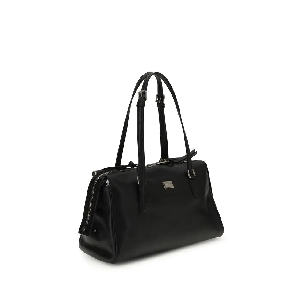 Dolce & Gabbana Schwarze Schultertasche aus Kalbsleder Bos Taurus