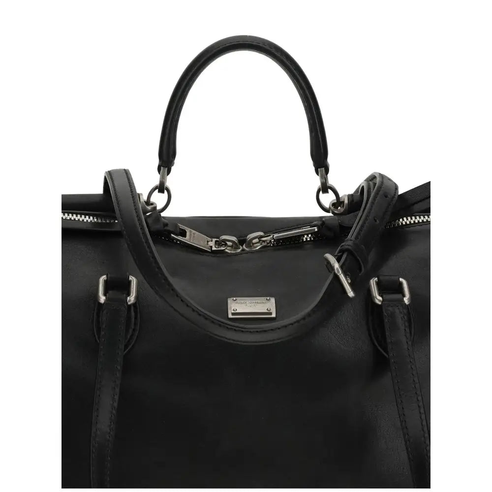 Dolce & Gabbana Schwarze Schultertasche aus Kalbsleder Bos Taurus