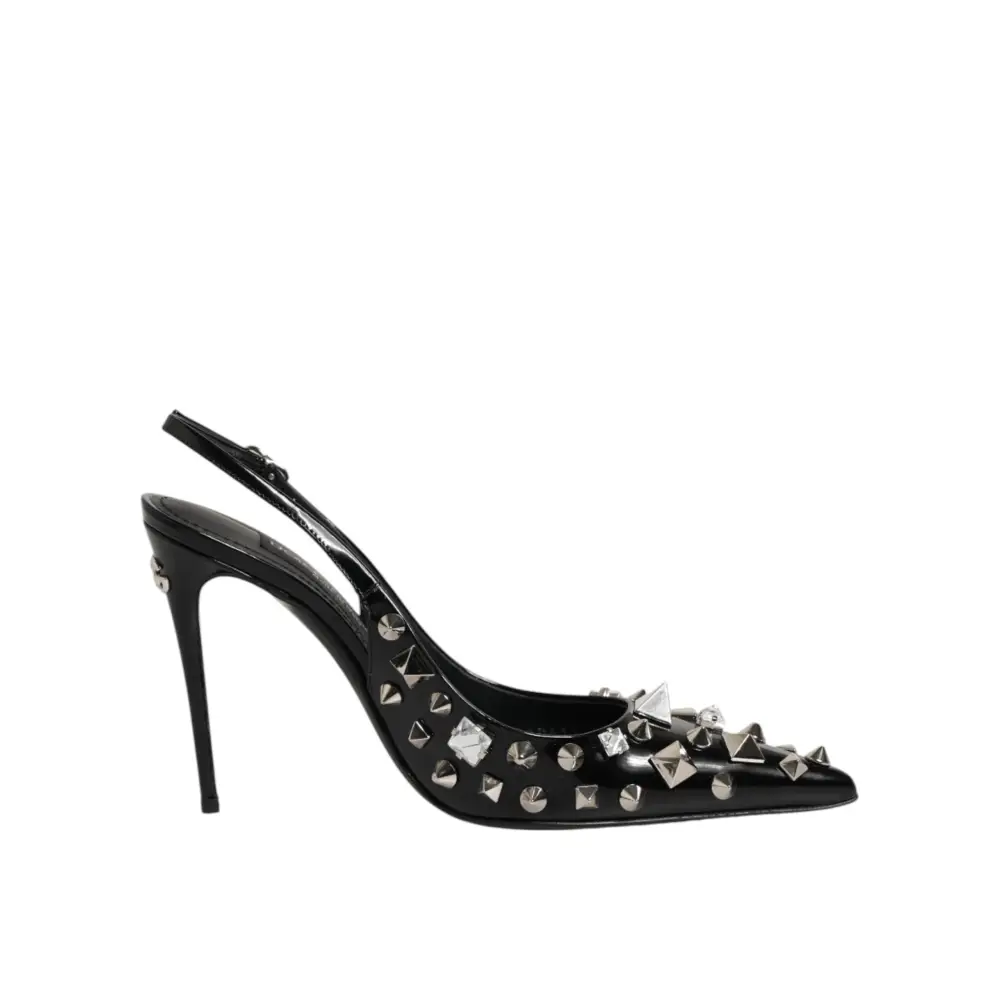 Dolce & Gabbana Schwarze Slingback-Pumps mit Nieten und Leder