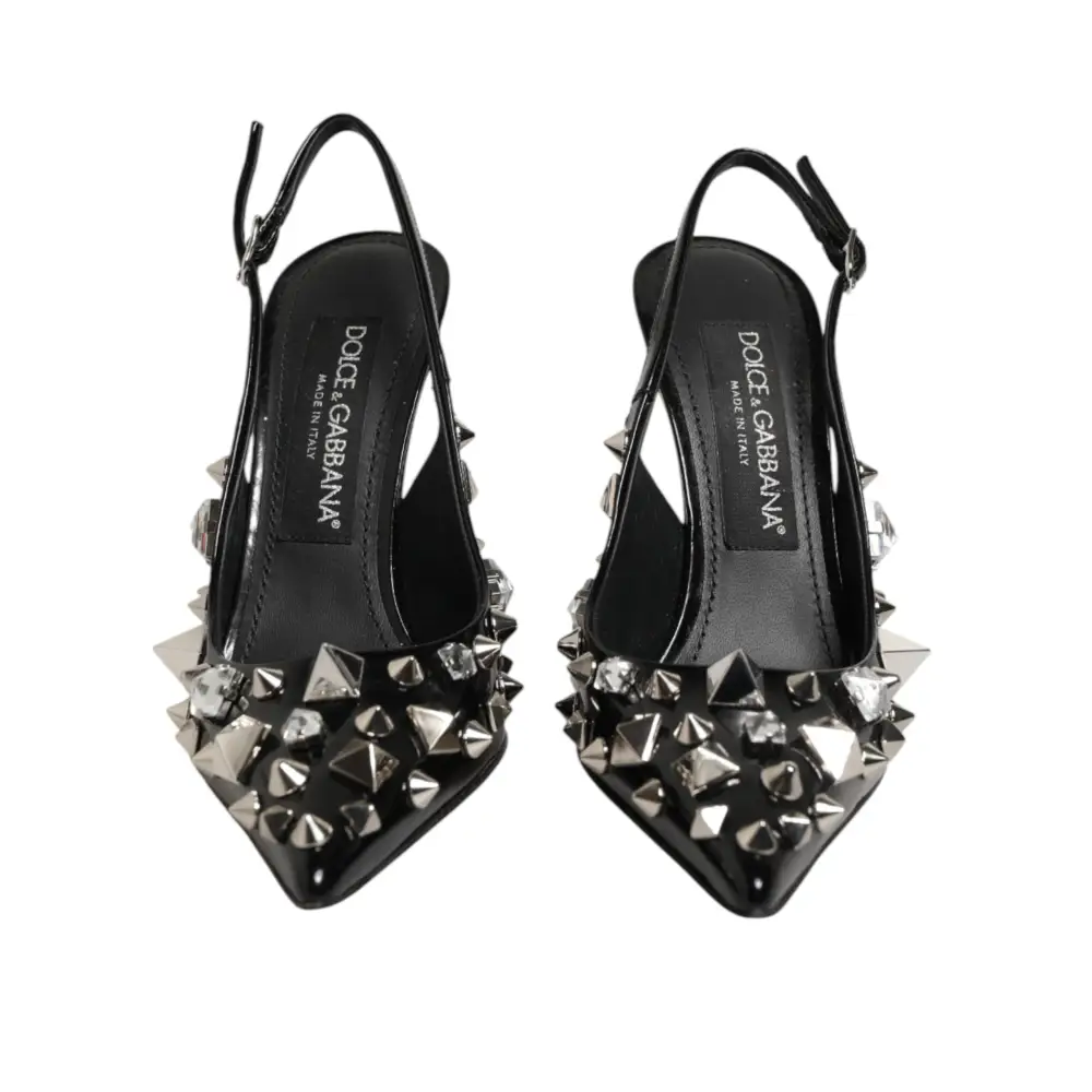 Dolce & Gabbana Schwarze Slingback-Pumps mit Nieten und Leder