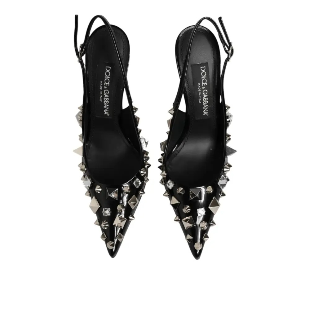 Dolce & Gabbana Schwarze Slingback-Pumps mit Nieten und Leder