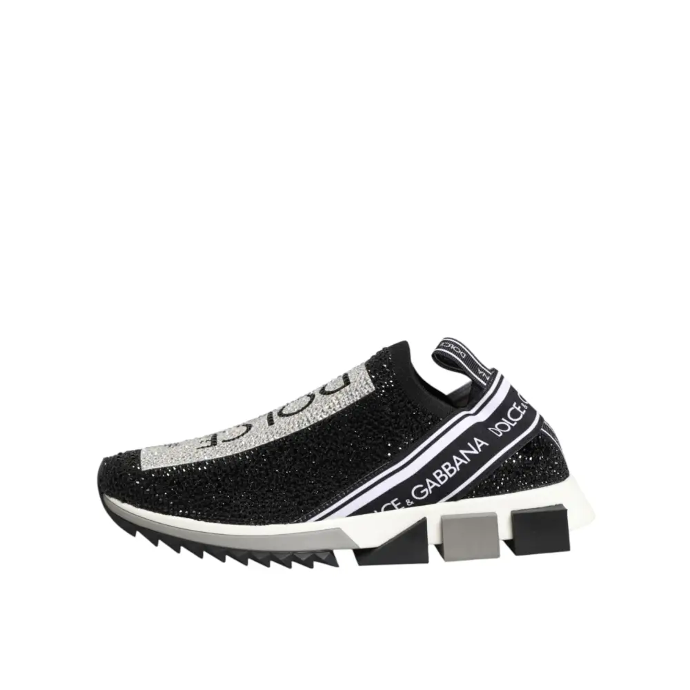 Dolce & Gabbana Schwarze Slip-On-Sneaker Sorrento mit Silberakzenten - EU36.5/US6