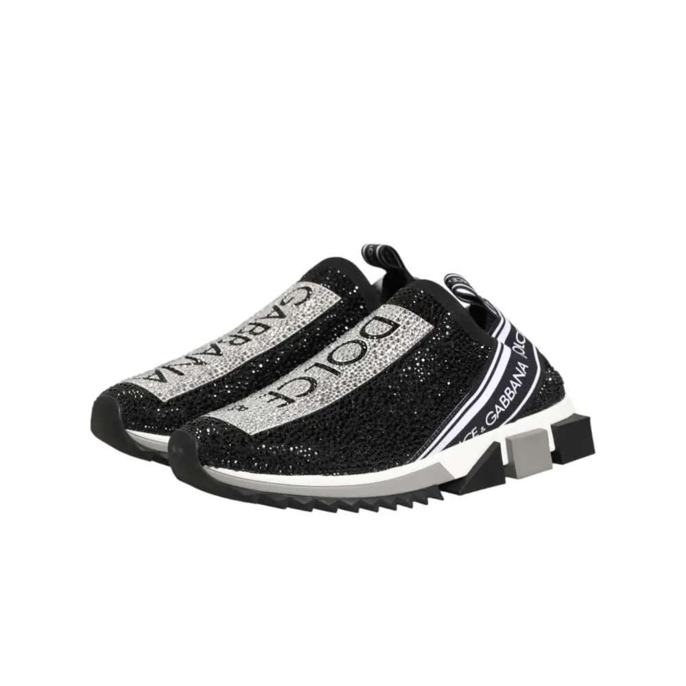 Dolce & Gabbana Schwarze Slip-On-Sneaker Sorrento mit Silberakzenten - EU36.5/US6