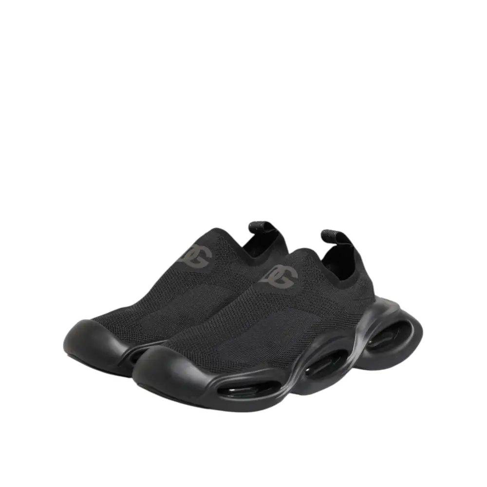 Dolce & Gabbana Schwarze Slip-On Wave Low-Top Sneaker Schuhe
