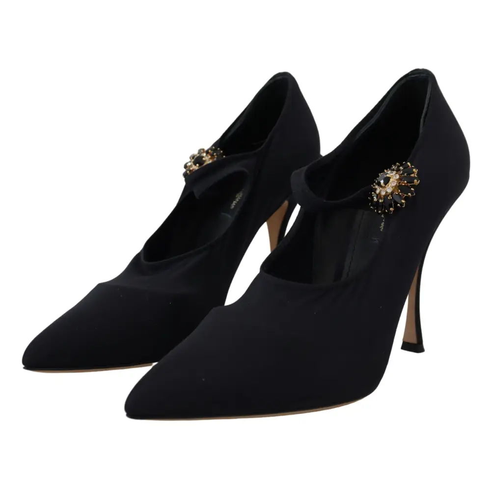Dolce & Gabbana Schwarze Socken Stretch Crystal Pumps Schuhe