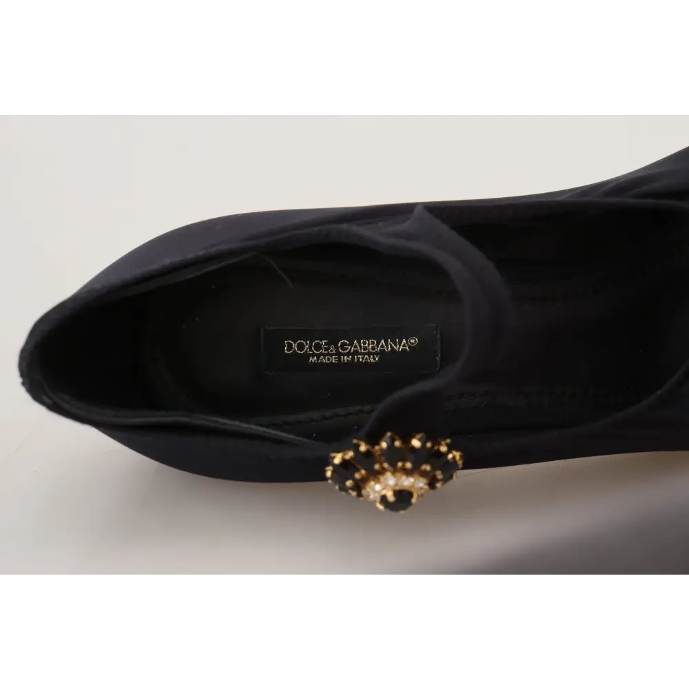 Dolce & Gabbana Schwarze Socken Stretch Crystal Pumps Schuhe