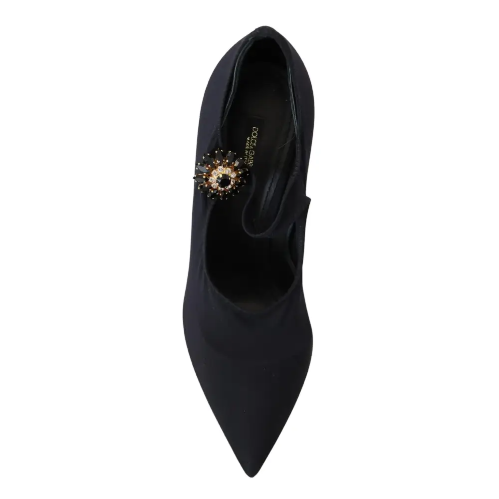 Dolce & Gabbana Schwarze Socken Stretch Crystal Pumps Schuhe