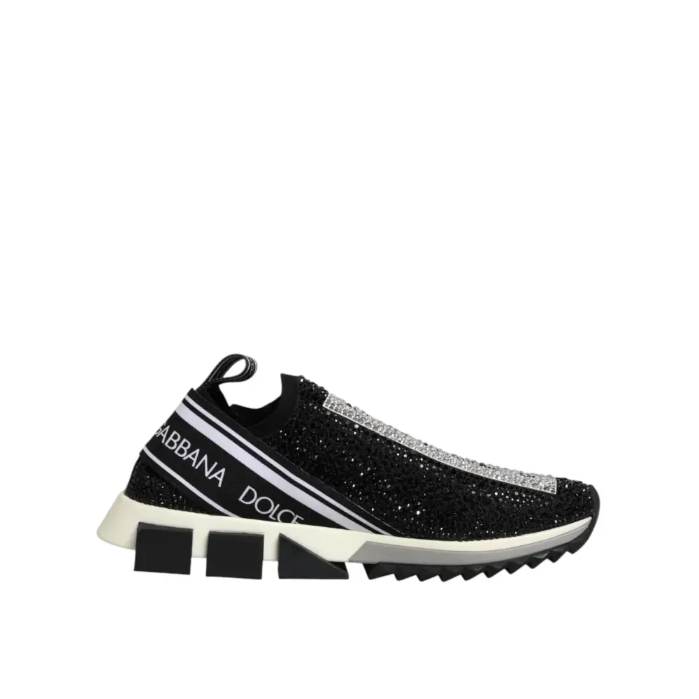 Dolce & Gabbana Schwarze Sorrento Sneaker mit Strass-Details - EU42.5/US9.5