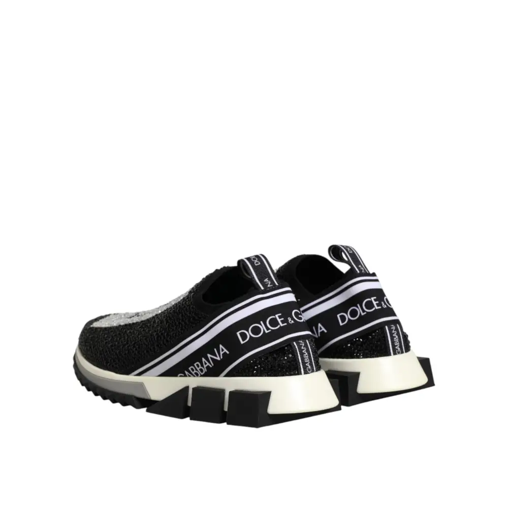 Dolce & Gabbana Schwarze Sorrento Sneaker mit Strass-Details - EU42.5/US9.5