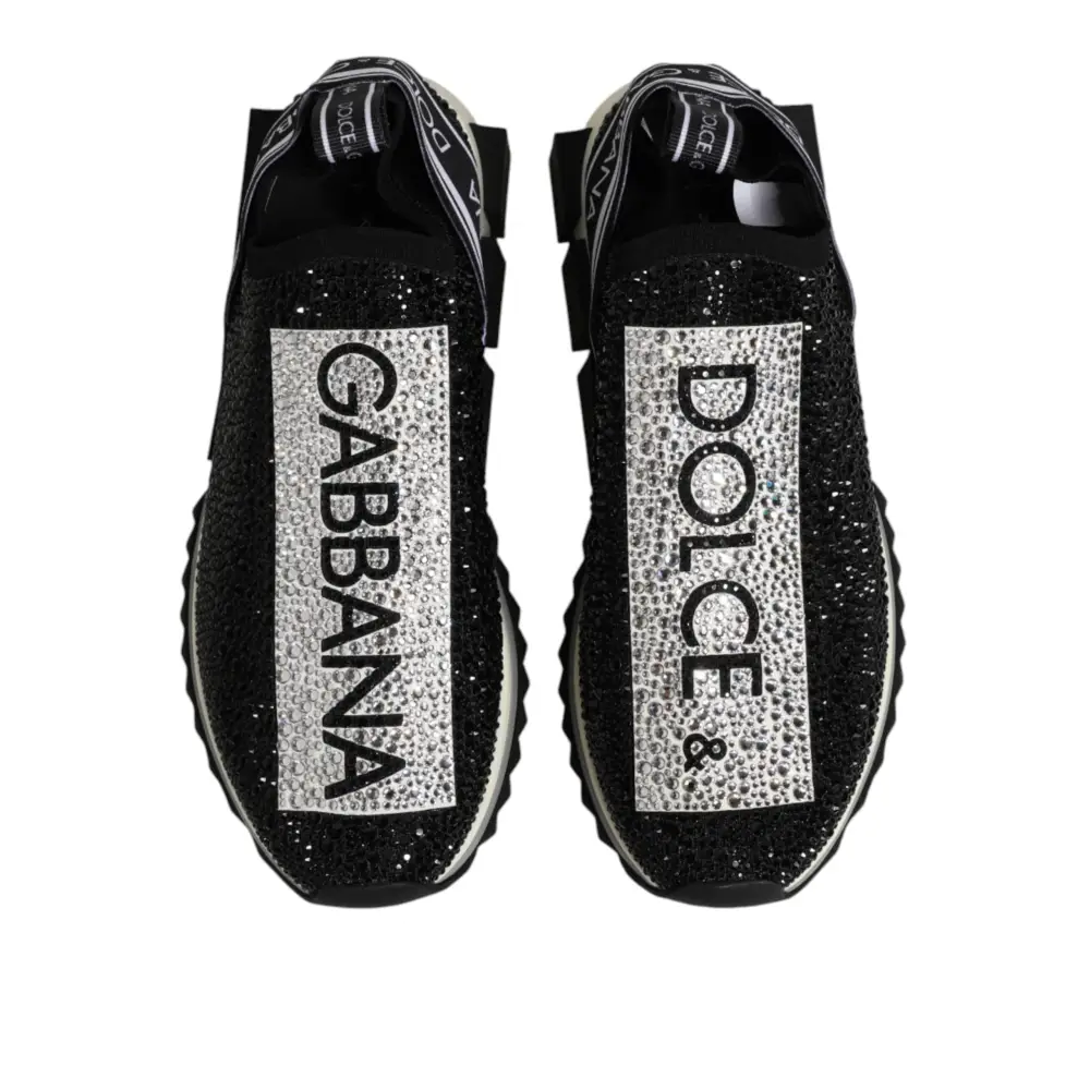 Dolce & Gabbana Schwarze Sorrento Sneaker mit Strass-Details - EU42.5/US9.5