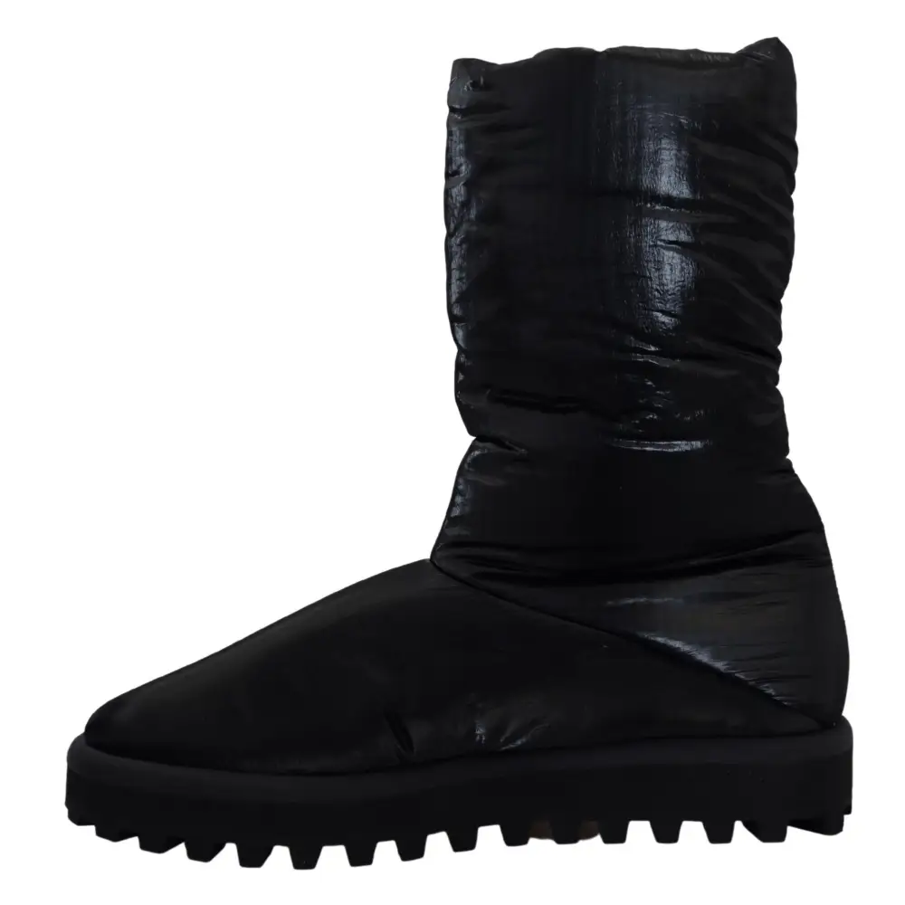Dolce & Gabbana Schwarze Stiefel Gepolsterte Mittlere Wade Winterschuhe - EU44/US11