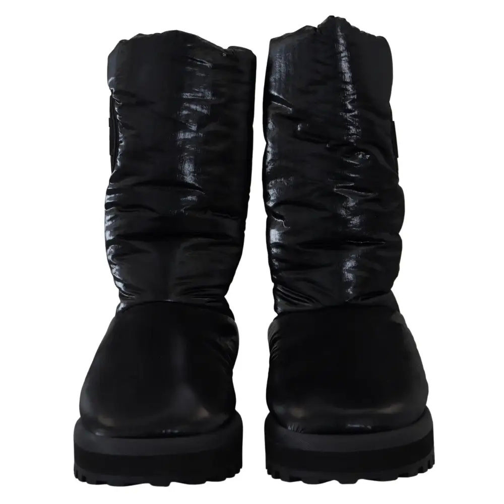 Dolce & Gabbana Schwarze Stiefel Gepolsterte Mittlere Wade Winterschuhe - EU44/US11
