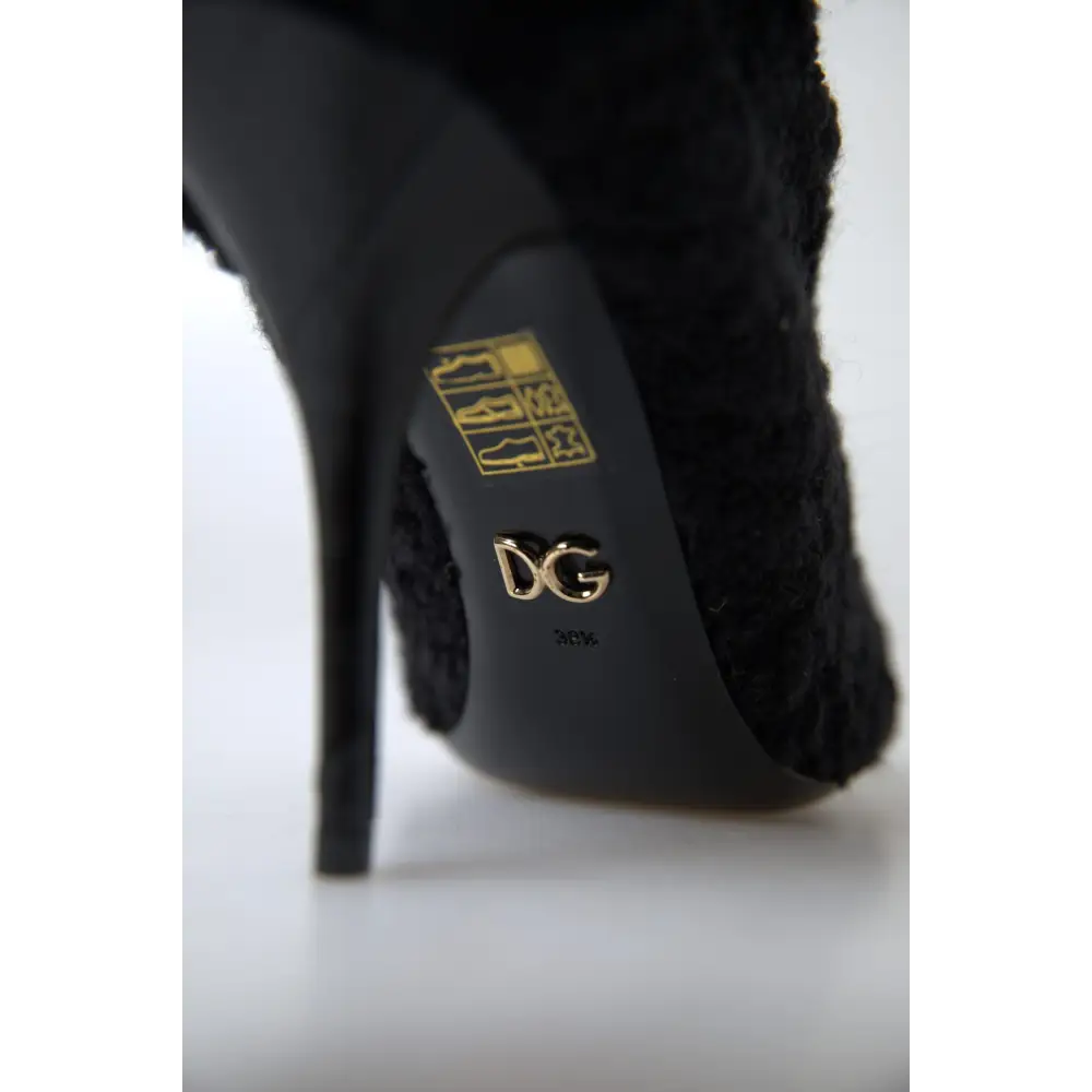 Dolce & Gabbana Schwarze Stiletto Heels Mittlere Wadenstiefel - EU38.5/US8