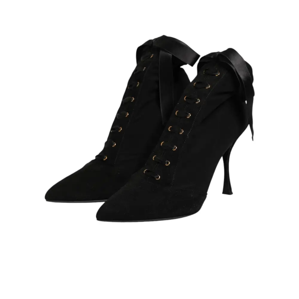 Dolce & Gabbana Schwarze Stiletto-High-Heels mit Schnürung - EU37/US6.5