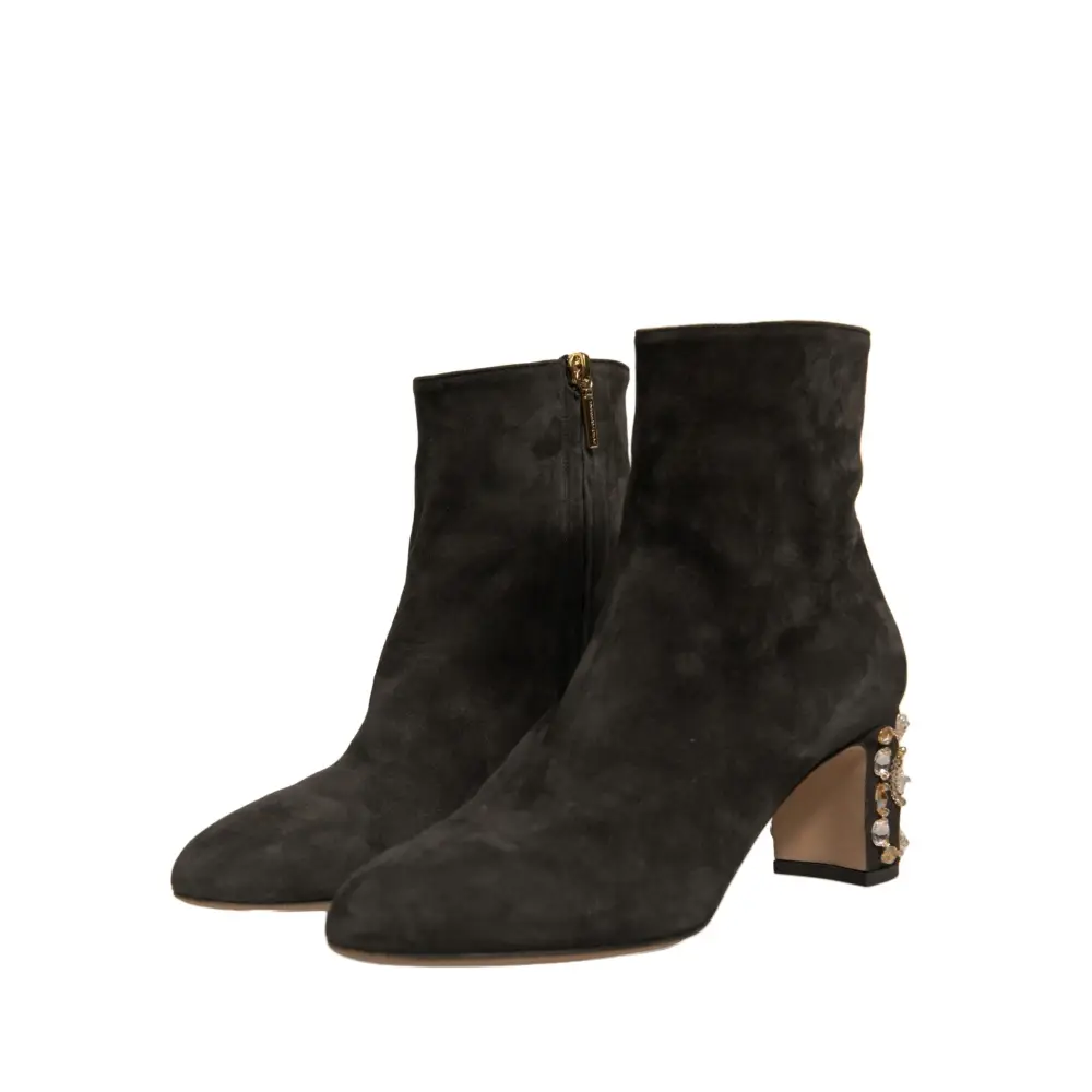 Dolce & Gabbana Schwarze verschönerte Absatzstiefel Schuhe - EU39/US8.5