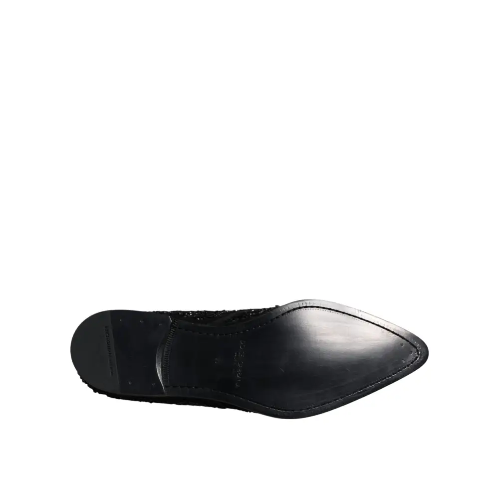 Dolce & Gabbana Schwarze verschönerte Wildleder Derby Formelle Schuhe - EU45/US12