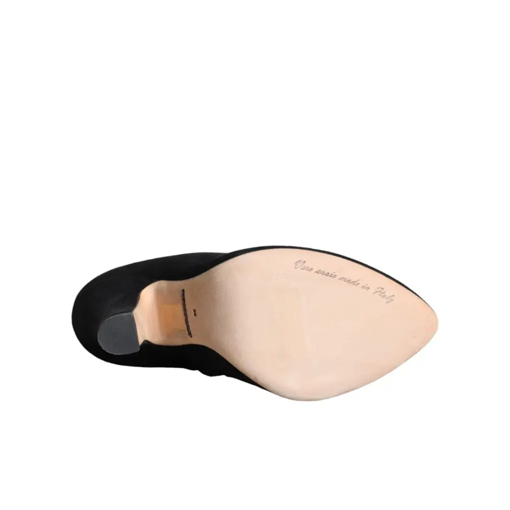 Dolce & Gabbana Schwarze Wildleder Mid Calf Stiefel Schuhe - EU36/US5.5